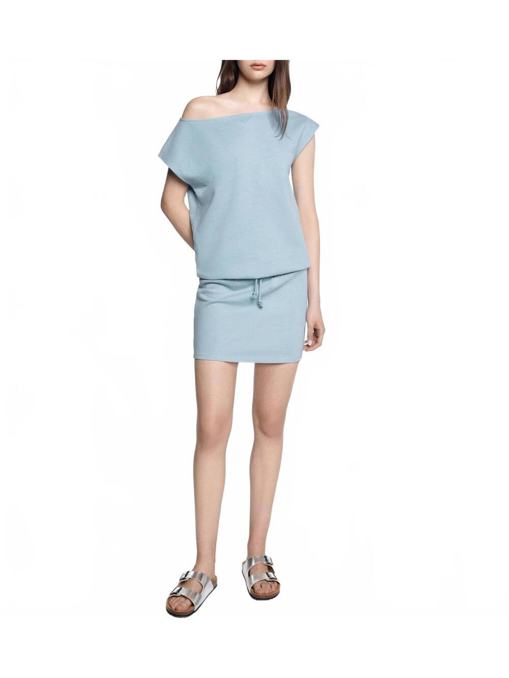 Mango Teen's Elastic Waist Cotton Dress Sky Blue NWT Teens Small